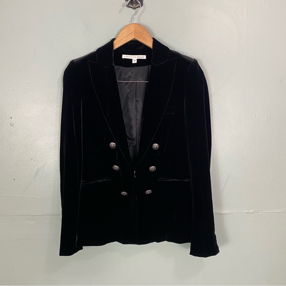 Veronica Beard Briar Double Breasted Jacket Blazer Velvet Black Silk Blend Sz 2 - Picture 2 of 8